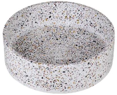 Ideavit Ora Waskom 39x12cm rond concrete beton wit Terrazzo 290296-E5 Wit Terrazzo mat