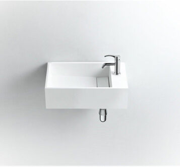 Ideavit Solidcube Fontein 50x30x15cm rechthoek 1 kraangat 1 wasbak Solid surface wit 276047 Wit mat
