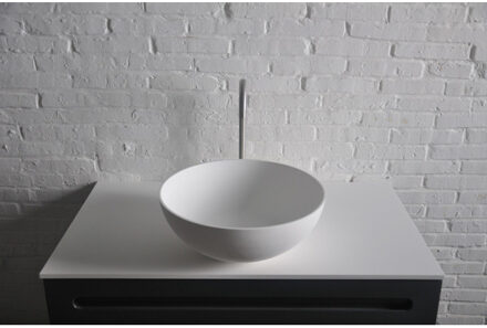 Ideavit Solidthin opbouw wastafel 39x39x14.5cm rond 0 kraangaten 1 wasbak Solid surface wit 280181 Wit mat