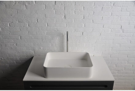 Ideavit Solidthin opbouw wastafel 50x35x12.5cm rechthoek 0 kraangaten 1 wasbak Solid surface wit 281618 Wit mat
