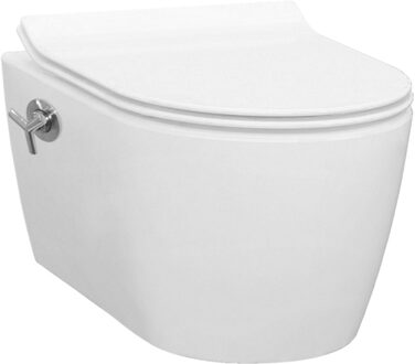 Ideavit Toiletpot Hangend Idevit Alfa 52x36x30cm Wandcloset Keramiek Wit Diepspoel Rimfree met Bidet