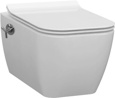 Ideavit Toiletpot Hangend Idevit Halley 52x36x31cm Wandcloset Keramiek Wit Diepspoel Rimfree met Bidet