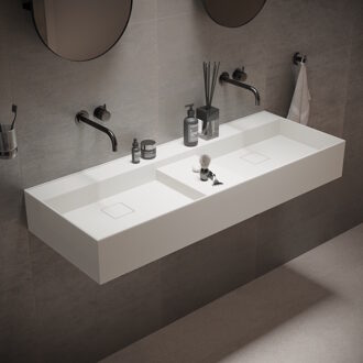 Ideavit Wastafel Ideavit Solidbliss 120x45x16 cm Solid Surface 1 Midden Plateau Mat Wit Ideavit