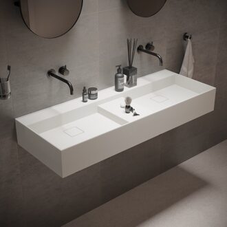 Ideavit Wastafel Ideavit Solidbliss 120x45x16 cm Solid Surface 1 Midden Plateau Mat Wit