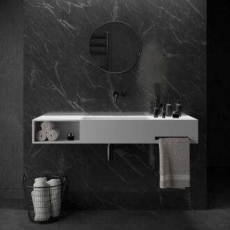 Ideavit Wastafel Ideavit Solidbliss 140x40x20 cm Solid Surface 1 Opberg Vak Mat Wit Ideavit