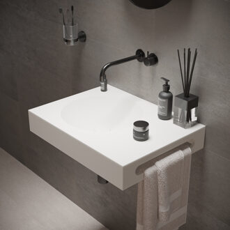 Ideavit Wastafel Ideavit Solidnext 60x45x10 cm Inclusief Handdoekhouder Solid Surface Mat Wit