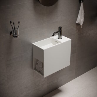 Ideavit Wastafel Ideavit Solidwash 45x22x38 cm Solid Surface Mat Wit