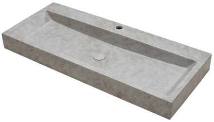 Ideavit Zen Wastafel 100x42x10cm rechthoek 1 kraangat concrete beton beige 290298-D1 Beige mat