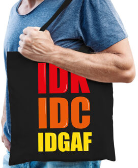 IDGAF / I Dont Give A Fuck fun tekst cadeau tas zwart voor heren cadeau katoenen tas zwart voor heren - kado tas / tasje / shopper