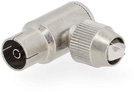 IEC (Coax) Connector | 90° Gehoekt | Female | Vernikkeld | 75 Ohm | Schroef | Diameter kabelinvoer: 7.0 mm | Metaal | Zilver | 2 Stuks | Gift