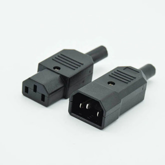 IEC Straight Cable Plug Connector C13 C14 10A 250V Black female&male Plug Rewirable Power Connector 3 pin AC Socket