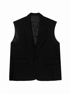 Iefb Herenkleding Lente Causale Pak Vest Koreaanse Mode Ins Losse Casual Vest Met Pocket Grey Mouwloze y5400 zwart / M