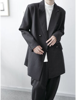 Iefb/Herenkleding Lente Losse Casual Double-Breasted Kleine Pak Jas Koreaanse Stijl Niche Lange mouwen Blazers Mannelijke 9Y4051 zwart / M
