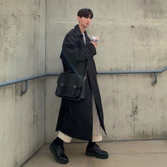 Iefb Herenkleding Lente Mode Overknee Knappe Windjack Trend Lange Jas Oversized Jas Losse Jas 9Y888 zwart spot / 2XL