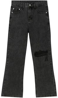 Iefb Herenkleding Lente Zomer Koreaanse Losse Rechte Jeans Gat Wassen Trend Casual Grey Denim Broek Mannen 'S Wear XL
