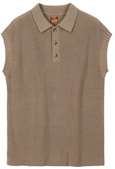 Iefb Koreaanse Kintted Vest Voor Mannen Mode Herfst Revers Losse Truien Trui Vest Mouwloze Wam Kleding Losse Tops 9Y4238 khaki / M