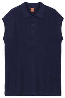 Iefb Koreaanse Kintted Vest Voor Mannen Mode Herfst Revers Losse Truien Trui Vest Mouwloze Wam Kleding Losse Tops 9Y4238 marine blauw / Xl