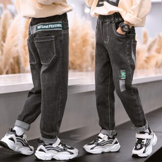 Ienens Rechte Jeans Jongens Casual Broek Jeans Kids Denim Broek Elastische Taille Broek 5-11Y Kind Stertch Jeans 6T