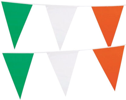 Ierland Sint Patricksday vlaggenlijn - 2x - vlaggetjes - 6.5 meter - kunststof - versiering