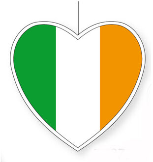 Ierland vlag hangdecoratie hartjes vorm karton 28 cm - Hangdecoratie Multikleur