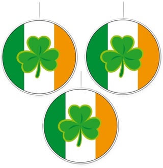 Ierland vlag thema hangdecoratie - 3x - Dia 28 cm - Feestartikelen/versiering - Sint patricksday