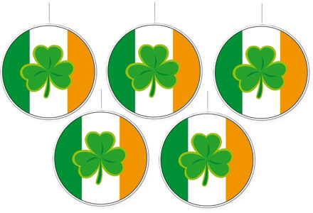 Ierland vlag thema hangdecoratie - 5x - Dia 28 cm - Feestartikelen/versiering - Sint patricksday