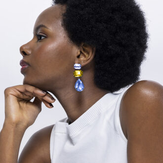 Ifar oorbellen afgewerkt in 18k geel goud Blauw - One Size