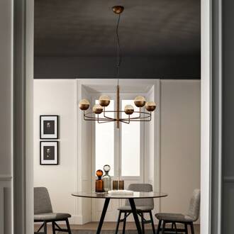 Iglù Ronde LED-kroonluchter, 7-lamps messing gepatineerd, goud