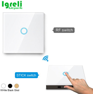 Igreli EU Standard 1/2/3 Gang 2 Way 433mhz Wireless Remote Wall Light Touch Switch Stick Remote Touch Switches