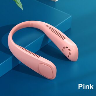 Ihoven Mini Hals Fan 9000Mah Draagbare Bladeless Fan Oplaadbare Bladloze Opknoping Fans Air Cooler Cooling Wearable Nekband Fans roze