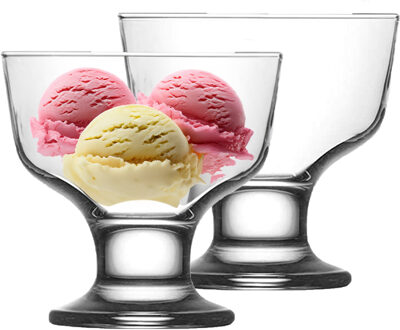 IJcoupes/ijs/dessert serveer schaaltjes - op voet - set 2x stuks - glas - 285 ml