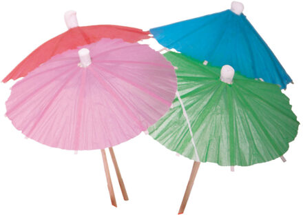IJs parasols - gekleurd -15x stuks - dessert/cocktail parasolletjes - 10 cm Multi