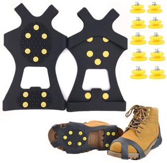 Ijs Sneeuw Stijgijzers Cleats Voor Schoenen, Winter Anti Slip Lopen Tractionstretch Grijpers Met 10 Spikes Studs, voor Wandelen, Wandelen