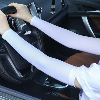 Ijs Stof Arm Mouwen Mangas Warmers Zomer Sport Uv Bescherming Running Fietsen Rijden Reflecterende Zonnebrandcrème Bands wit
