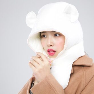 Ijs Vlam IF804 Winter Outdoor Ganzendons Hat Cap Beanie Ski Bivakmuts Gezicht Cover Masker Camping Wandelen Fietsen wit