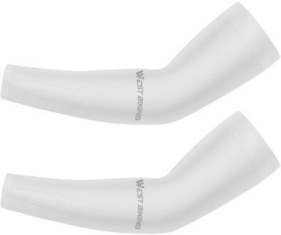 Ijs Zijde Zonnebrandcrème Riding Mouwen Anti-Uv Zomer Rijden Running Arm Warmers Outdoor Arm Schede Fiets Mouw Fietsen Apparatuur 1 paar- wit