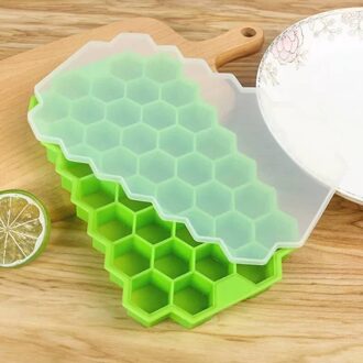 Ijsbakje Maker Silicone Mold Candy Chocolade Food Grade Flexibele Voor Whiskey Cocktail Keuken Gadgets Accessoires 37 Gaten groen wiht lid