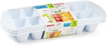 IJsblokjes / ijsklontjes bakjes - set van 3x stuks - wit - 29 x 11 cm - ijsklontjes maken