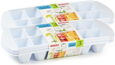 IJsblokjes / ijsklontjes bakjes - set van 6x stuks - wit - 29 x 11 cm - ijsklontjes maken