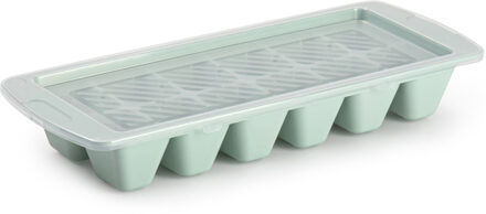 IJsblokjes/ijsklontjes maken kunststof bakje met afsluitdeksel mintgroen 28 x 11 cm - IJsblokjesvormen