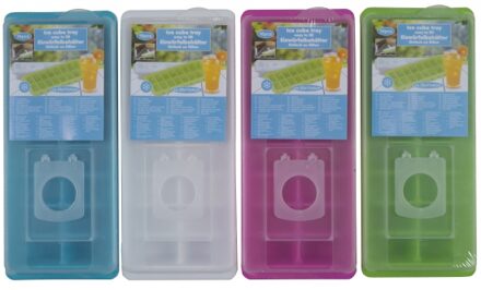 Ijsblokjes maken houders transparant met deksel 26 x 11 cm groen - IJsblokjesvormen