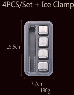 Ijsblokjes Wijn Koelers Whiskey Chillers Cool Bier Stenen Herbruikbare Chilling Stones Bar Plastic Doos + Silicon Ijs Tang 4/6/8 Stuks Set 4stk Clip