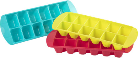 ijsblokjesvorm - 3x stuks - multi - 29 x 11 cm - ijsklontjes maken - mal