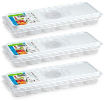 IJsblokjesvorm met deksel - 3x - voor 12 ijsklontjes - kunststof - transparant