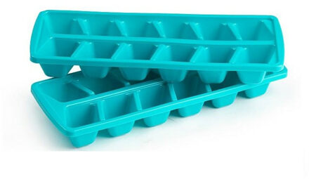 IJsblokjesvormen set 2x stuks met deksel - 24 ijsklontjes - kunststof - blauw