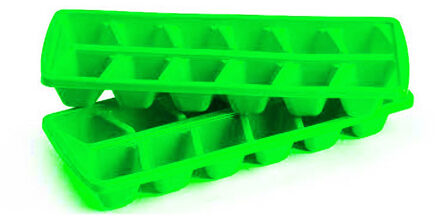 IJsblokjesvormen set 2x stuks met deksel - 24 ijsklontjes - kunststof - groen