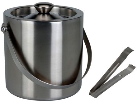 IJsemmer - 15 x 18 cm - RVS - incl tang - wijnkoeler/ijsbucker Grijs