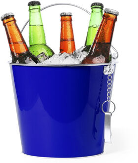 IJsemmer/bierkoeler - 6L - metaal - blauw - met flesopener - wijnkoeler - drankkoeler