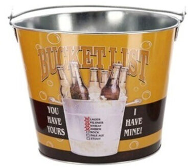 IJsemmer/bierkoeler met handvat - Retro look - 4.5L - metaal - geel - D22 x H17 cm