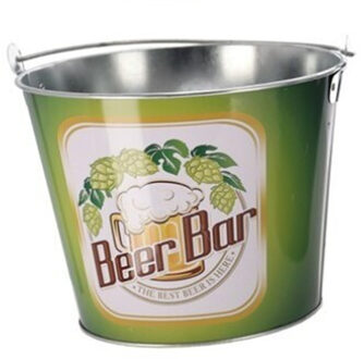 IJsemmer/bierkoeler met handvat - Retro look - 4.5L - metaal - groen - D22 x H17 cm